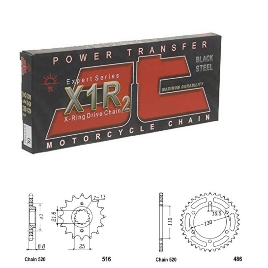 Řetězová sada JT X-ring KAWASAKI EL 250 Eliminator rok 97-01 