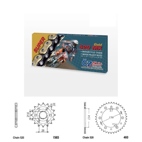 Řetězová sada s ČZ MX GOLD KAWASAKI KLX 450 R rok 08-18