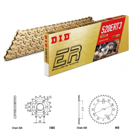 DID Řetězová sada D.I.D Exclusive Racing GOLD KAWASAKI KX 45...