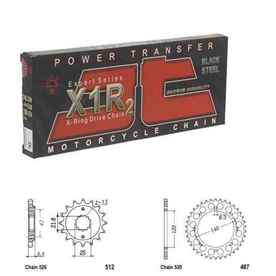 Řetězová sada JT X-ring KAWASAKI KLE 500 rok 91-96