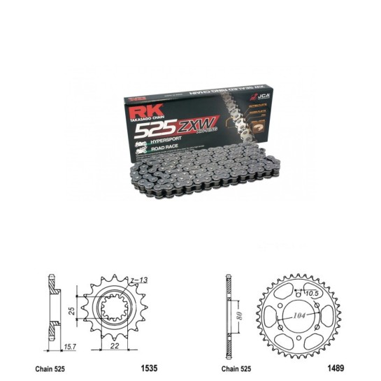 Řetězová sada RK ZW-ring KAWASAKI ZZ-R 600 rok 05-07 