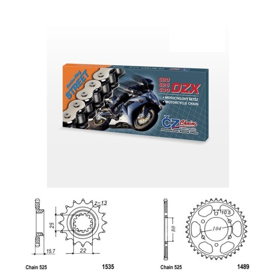 Řetězová sada s ČZ X-ring KAWASAKI ZX-6R Ninja (600) rok 00-02 