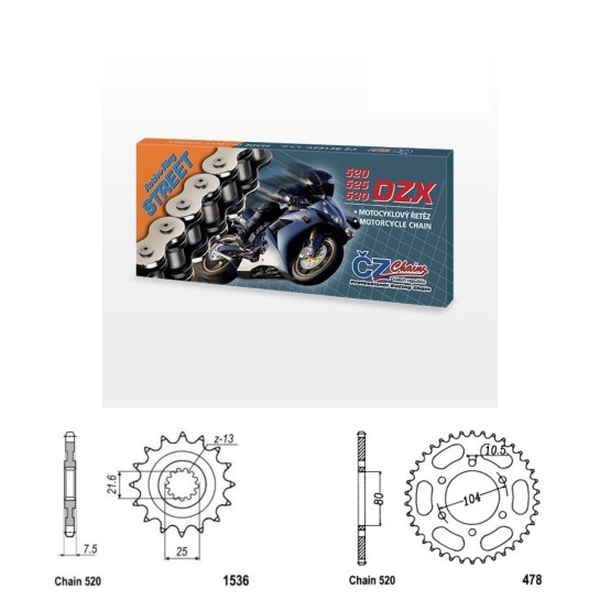 Řetězová sada s ČZ X-ring KAWASAKI ZX-6R Ninja (600) rok 07-17