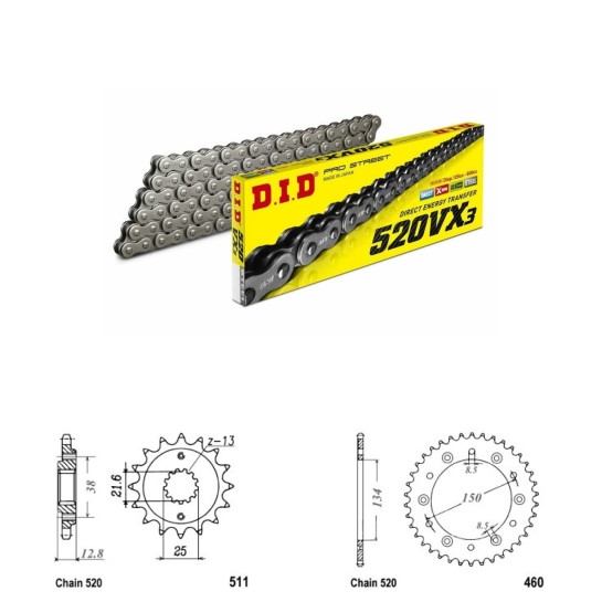 DID Řetězová sada D.I.D X-ring KAWASAKI KLX 650 R rok 93-96 