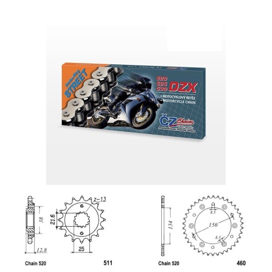 Řetězová sada s ČZ X-ring KAWASAKI KLX 650 R rok 93-96 