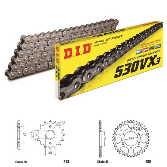 DID Řetězová sada D.I.D X-ring KAWASAKI ZXR 750 H2 (ZX) (90)...