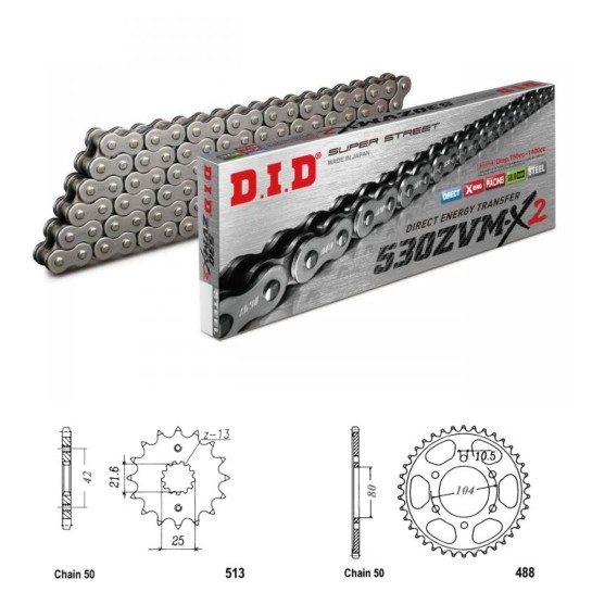 DID Řetězová sada D.I.D XX-ring KAWASAKI ZXR 750 J1,J2 (ZX) ...