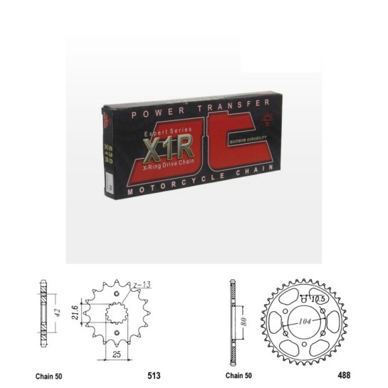 Řetězová sada JT X-ring KAWASAKI ZXR 750 R K1 (ZX) (91-92) r...