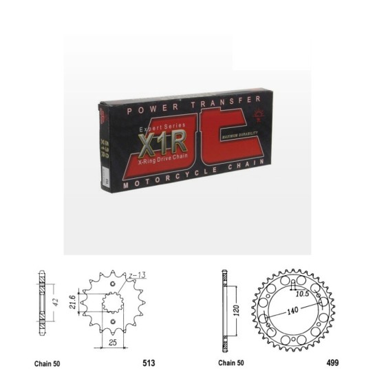 Řetězová sada JT X-ring KAWASAKI VN 800 Vulcan rok 97-05