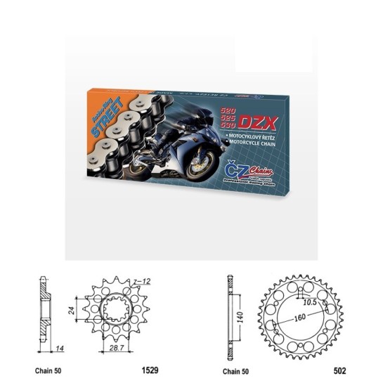 Řetězová sada s ČZ X-ring KAWASAKI GPZ 1100 rok 95-98 