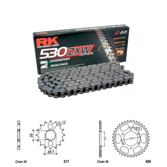 Řetězová sada RK ZW-ring KAWASAKI ZZR 1200 rok 02-05