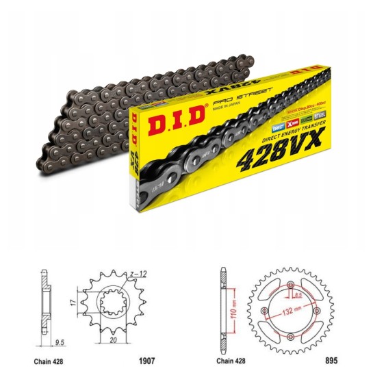 DID Řetězová sada D.I.D X-ring KTM 85 SX (velká kola) rok 05-17