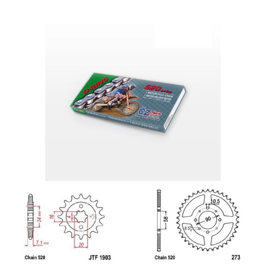 Řetězová sada s ČZ O-ring KTM 125 Duke rok 11-13