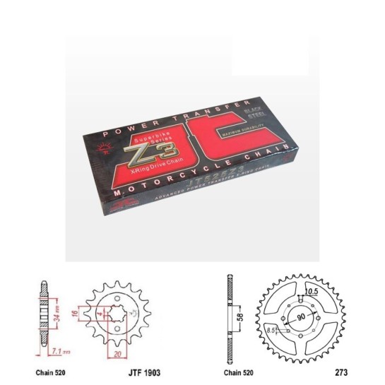 Řetězová sada JT ZX-ring KTM 125 Duke rok 11-13