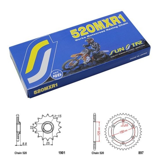Řetězová sada SUNSTAR MXR1 KTM 125 EXC rok 96-98