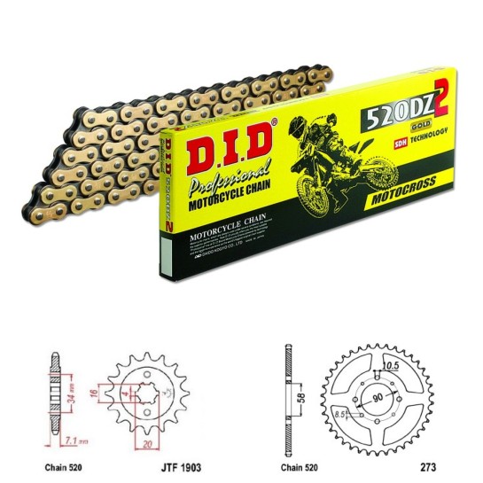 DID Řetězová sada D.I.D Special GOLD KTM 200 Duke rok 12-14 