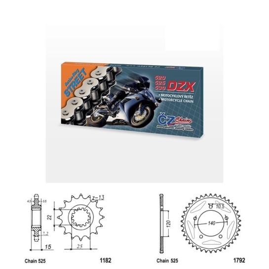 Řetězová sada s ČZ X-ring TRIUMPH 600 Speed Four rok 03-04 