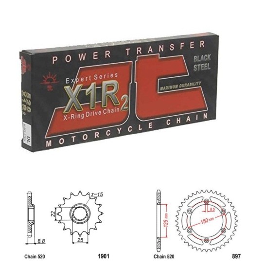 Řetězová sada JT X-ring KTM 350 SX-F rok 11-19 