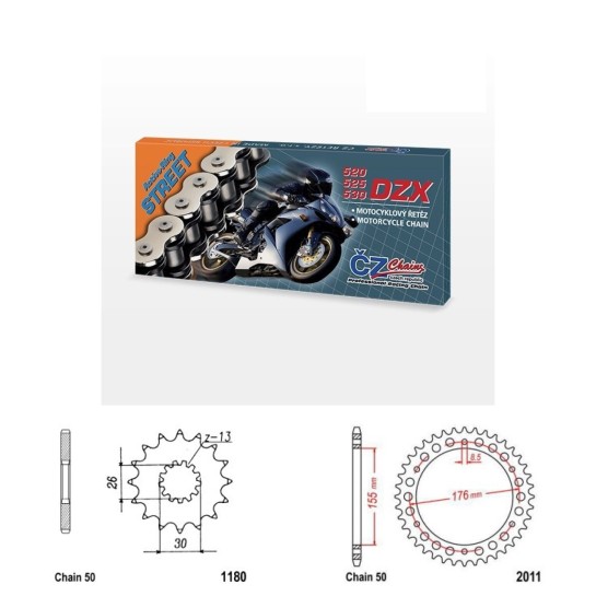 Řetězová sada s ČZ X-ring TRIUMPH 955 Speed Triple rok 99-01 