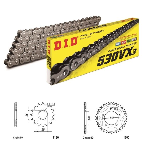DID Řetězová sada D.I.D X-ring TRIUMPH 1050 Tiger SE rok 09-15 