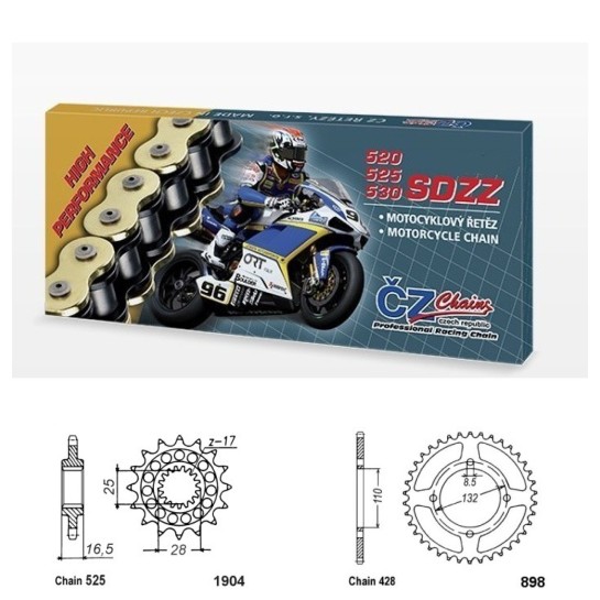 Řetězová sada s ČZ HX-ring Silver KTM 990 SM T rok 10-15