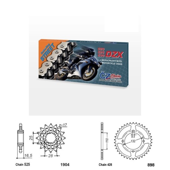 Řetězová sada s ČZ X-ring KTM 990 Supermoto rok 08-10 