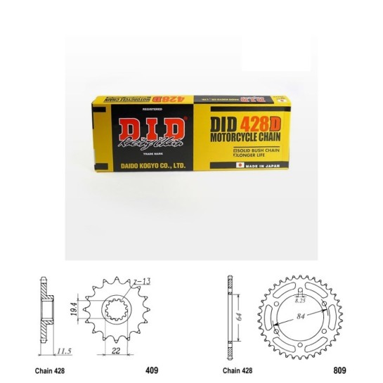 DID Řetězová sada D.I.D standard SUZUKI DR 125 SE (94-00) rok 94-00 