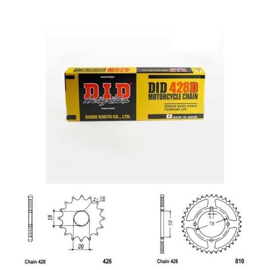DID Řetězová sada D.I.D standard SUZUKI GN 125 rok 92-98