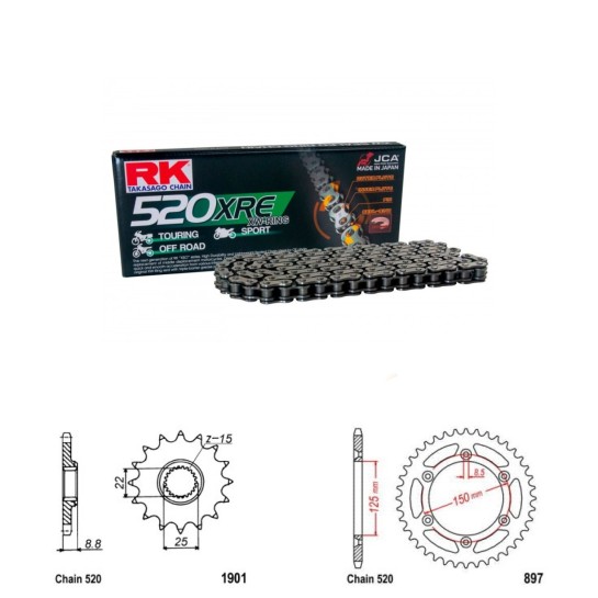 Řetězová sada RK W-ring KTM 350 EXC-F rok 12-23 