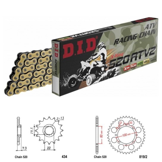 DID Řetězová sada D.I.D X-ring GOLD SUZUKI GN 250 All rok 82-99 