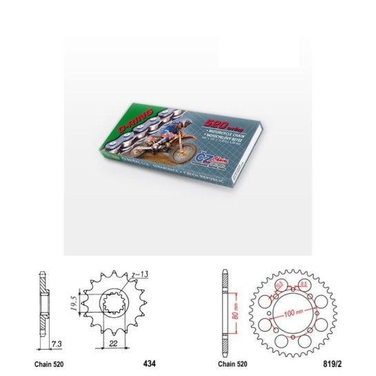 Řetězová sada s ČZ O-ring SUZUKI GN 250 All rok 82-99 