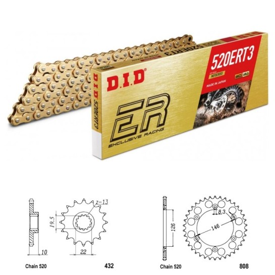 DID Řetězová sada D.I.D Exclusive Racing GOLD SUZUKI RM 250 rok 99 