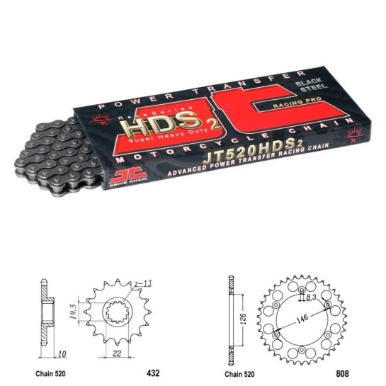 Řetězová sada JT SUZUKI RMX 250 rok 99-02
