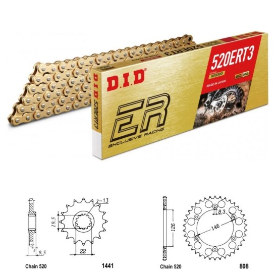 DID Řetězová sada D.I.D Exclusive Racing GOLD SUZUKI RM-X 45...