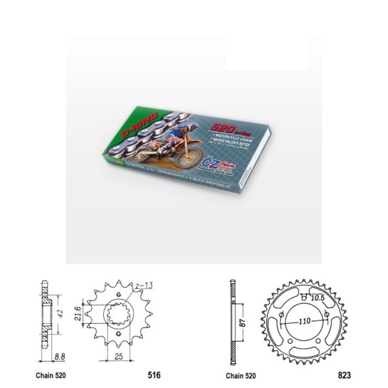 Řetězová sada s ČZ O-ring SUZUKI GS 500 rok 99-06 