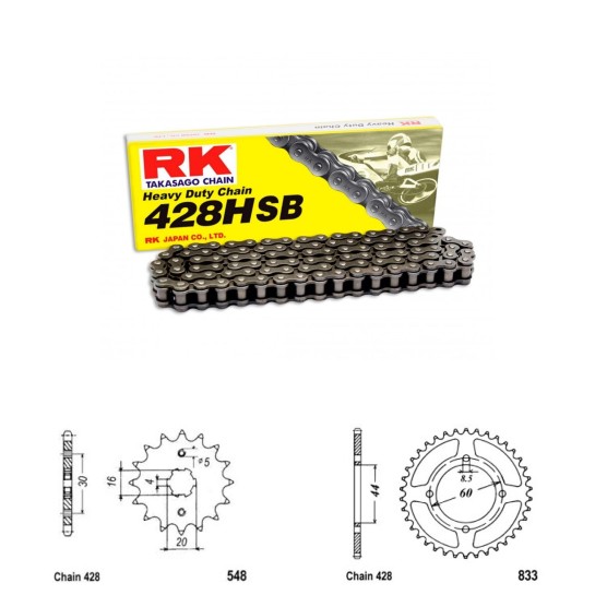 Řetězová sada RK HSB Heavy Duty YAMAHA TT-R 125 rok 00-01 
