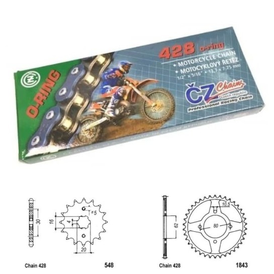 Řetězová sada s ČZ O-ring YAMAHA TT-R 125 LW (02-11) rok 02-21 