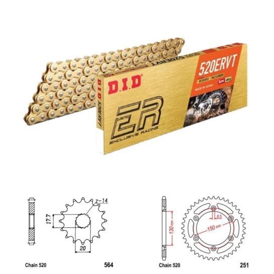 DID Řetězová sada D.I.D X.ring Exclusive Racing GOLD YAMAHA WR 125 (98) rok 98 