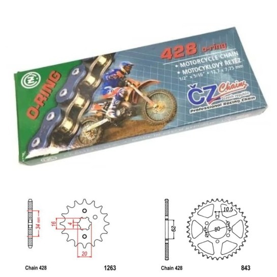 Řetězová sada s ČZ O-ring YAMAHA XT Z 125 (02-04) rok 02-04 
