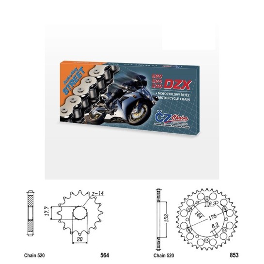 Řetězová sada s ČZ X-ring YAMAHA YZ 125 rok 97-98 