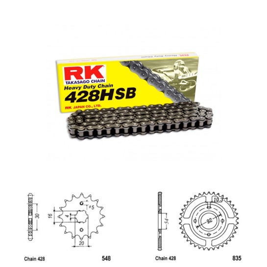 Řetězová sada RK HSB Heavy Duty Yamaha SR 125 rok 82-94