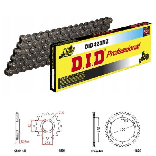 DID Řetězová sada D.I.D NZ YAMAHA YBR 250 rok 07-15 