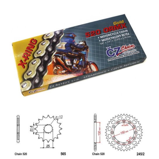 Řetězová sada s ČZ X-ring GOLD YAMAHA YZ 426 F rok 00-02