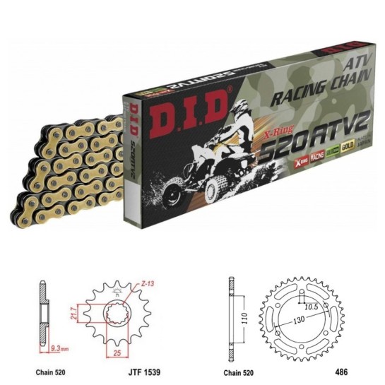 DID Řetězová sada D.I.D X-ring GOLD KAWASAKI Z 250 SL Ninja ...
