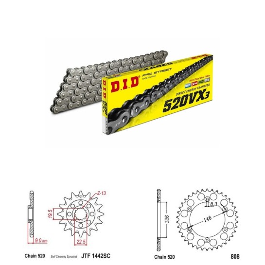 DID Řetězová sada D.I.D X-ring SUZUKI RM-Z 250 rok 13-20
