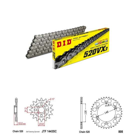 DID Řetězová sada D.I.D X-ring SUZUKI RM-Z 450 rok 13-26