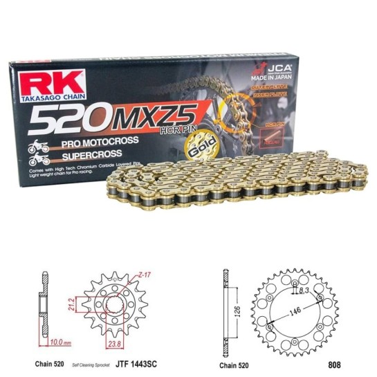 Řetězová sada RK MXZ5 GOLD SUZUKI RM-Z 450 rok 13-26