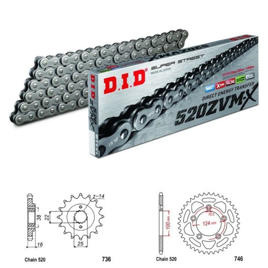 DID Řetězová sada D.I.D XX-ring DUCATI 800 Scrambler rok 15-24
