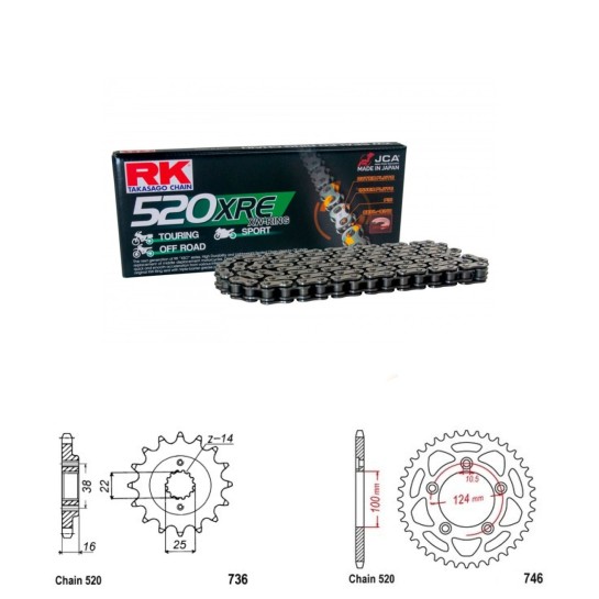 Řetězová sada RK W-ring DUCATI 800 Scrambler rok 15-24 