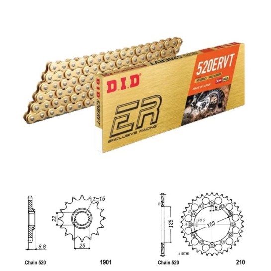 DID Řetězová sada D.I.D X.ring Exclusive Racing GOLD BETA 39...